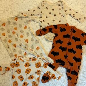Halloween & Fall Baby Bundle - 2 Long Sleeve Onesies & 2 Zipper Sleeper PJs